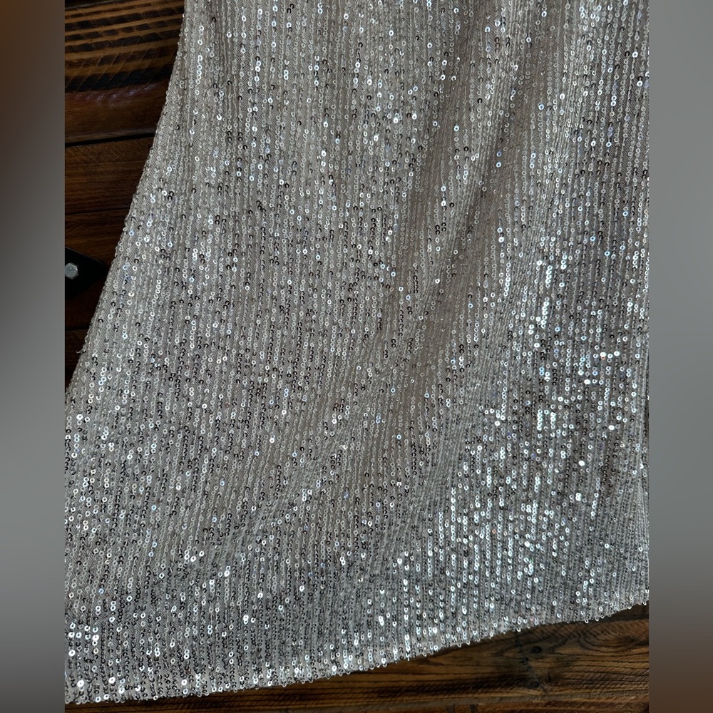 Hello Molly Strapless Silver Sequin Bodycon Mini Dress Women's 8 AU 12 Large - Picture 8 of 11